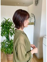 アビエクレール 河内花園(abije claire) ショートウルフ×艶ブラウン【河内花園駅】