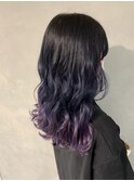 コバルトブルーからパープルの派手髪