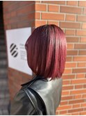【117hairgarage】ブリーチ_ネオンレッドカラー