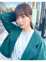 ノラ ヘアーサロン(NORA HAIR SALON) ナチュラル小顔前髪あり後れ毛サイドバング結べるボブくびれヘア