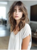 ☆オリーブグレーココアベージュ小顔クラゲヘアー/黒髪/髪質改善