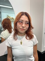 アオ(AO。)&nbsp;ブリーチカラー/オレンジ/オレンジブラウン/パーマ風スタイル