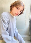 ［kate大宮］韓国風耳開けボブxハニーベージュ