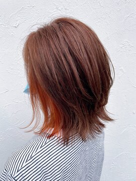 ロンド(Le rond) 白髪ぼかしインナーオレンジ×ウルフスタイル