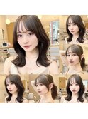 2wayバング 韓国前髪 シースルー ミディアム くびれヘア