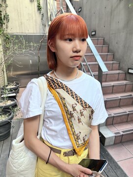 ジェノ(JENO by apish) ハイトーンオレンジのボブ♪シルキーベージュ！