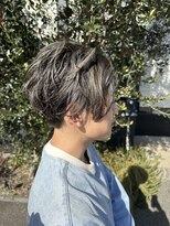 サバ ヘアー スペース(SABA hair space) センターパートシルバーメッシュ【パーマ風仕上げ】