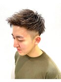 学生＆社会人大好評王道ツーブロックショートアップバング黒髪