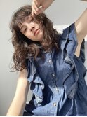 ホワイトグレージュミニウルフデジタルパーマチェリーブラウン
