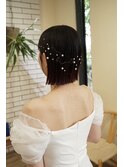 パール髪飾り 花嫁 ウェディングドレス 結婚式 お呼ばれ 二次会