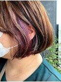 クラシカルボブ/イヤリングカラー/透明感/ピンクラベンダー/20代