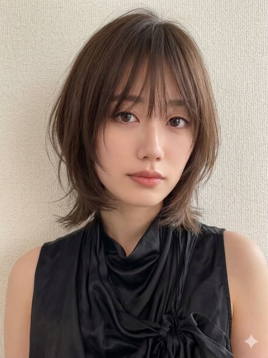 小顔秋カラー愛されショートボブヘーゼルブラウン大人可愛い