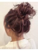 ピンクアッシュ×お団子アレンジ