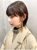 ウザバング、ウルフカット、アッシュブラウン、前髪