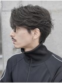 渋谷フェザーパーマニュアンスセンターパートカルマパーマ微分け