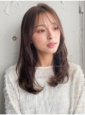 ワンカール艶感イメチェンレイヤカットヘアアッシュブラウン