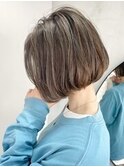 ショートボブ/白髪ぼかし＆ツヤ髪/40代50代向け