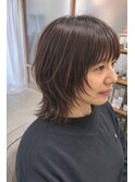 小顔レイヤーカット +ツヤ感ブラウンカラー