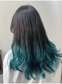 グレー×エメラルドグリーン