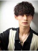 緩スパマッシュ/パーマ/黒髪/ツーブロック/スパイラル