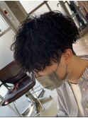 波巻きパーマメンズパーマメンズヘアツーブロックツイストパーマ