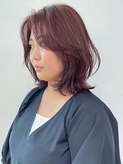 くびレイヤー美髪ミルクティーピンクニュアンスカラー_ba485561