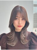 韓国ヘアくびれミディアムレイヤーカットFU-13