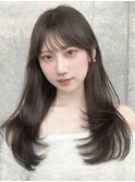 韓国レイヤー 透明感カラー シースルーバング 水越