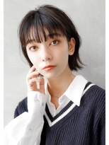 ギークス(GEEKS)&nbsp;【GEEKS渋谷】くびれボブ/黒髪/前髪あり/就活ヘア/耳かけボブ/艶