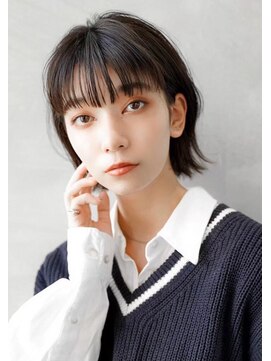 ギークス(GEEKS) 【GEEKS渋谷】くびれボブ/黒髪/前髪あり/就活ヘア/耳かけボブ/艶