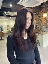 ロアバイチェリーコークウブ(Loa by CHERRY COKE ubu)&nbsp;大人色っぽワインレッド / ロングレイヤー