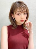 イメチェン/前髪/ミディアムレイヤー/グレージュブラウン
