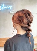 パーティースタイルヘアアレンジ編みおろし