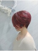 前下がりショートボブ×ブリーチバレイヤージュ＋ピンクアッシュ