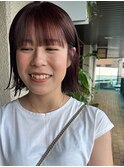 ブラウンレッド/切りっぱなしボブ