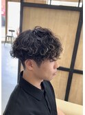 刈り上げツーブロック波巻きスパイラルパーマメンズマッシュ