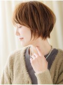 暖色系カラー前下がりボブマッシュウルフTc3川口20代30代40代
