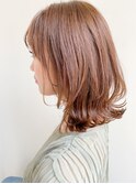 ミディアムレイヤー、外ハネボブ、グレージュ☆