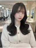 縮毛矯正/ダークパープル/くびれミディ/レイヤーカット/表参道