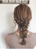 大人可愛い編み込みヘアセット×ナチュラル抜け感マロンベージュ