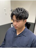 2ブロック刈り上げ+束感パーマ
