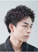 メンズスパイキーショートスパイラルパーマ刈り上げなし