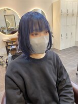 テーラヘアー 瑞江店(TELAHAIR)&nbsp;暗めネイビーのウルフヘア