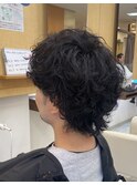 メンズマッシュウルフスパイラルパーマ