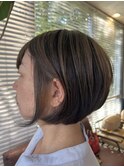 大人可愛い小顔ショートボブ前下がりショートアンブレラ