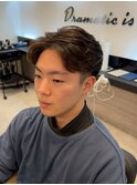 センター分けナチュラルパーマ