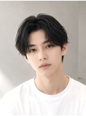 韓国マッシュスペインカールスパイキーショートブルーブラック