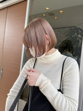 アチーブ ヘア デザイン(achieve hair design) ハイトーンミルクティベージュ ツヤ髪ショートボブ