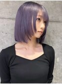 ダブルカラーブルーアッシュグレージュカラーレイヤーカット