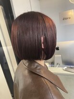 エトラ 渋谷店(etora)&nbsp;小顔前髪ワンカールレイヤーカット黒髪ネビージュボブルフ